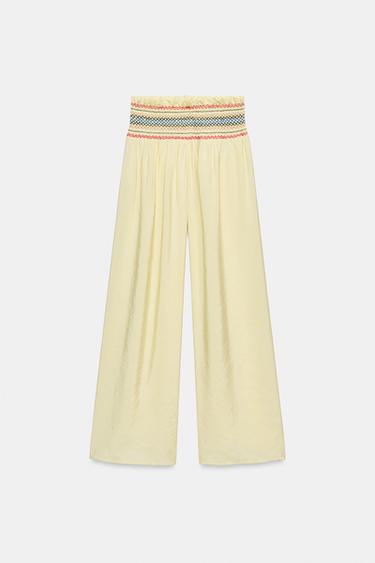 PANTALON LARGE À TAILLE ÉLASTIQUE - Jaune de Zara - Image 6