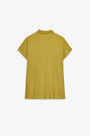 CHEMISE NŒUD AVEC LIN - Moutarde de Zara - Image 5