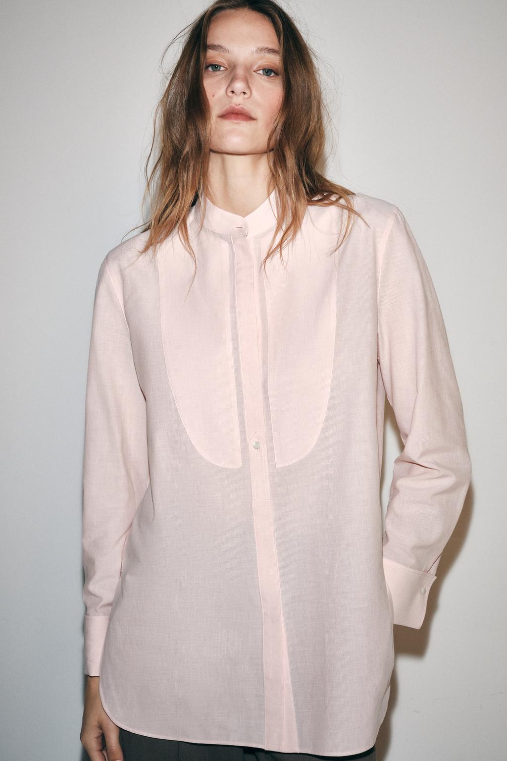 ZW COLLECTION STRIPED BIB FRONT SHIRT