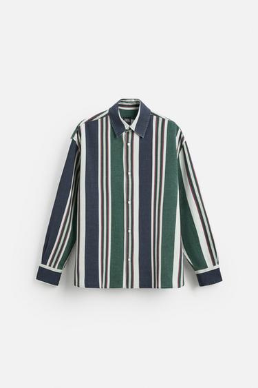 Zara COMBINATION STRIPED SHIRT - Indigo