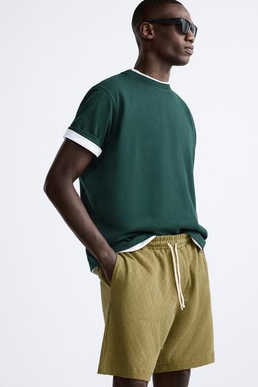 BERMUDA JACQUARD GEOMÉTRICO - Khaki claro de Zara