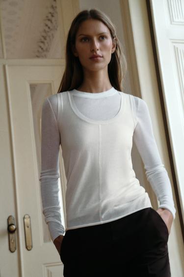 TOP EXTRA-FIN AVEC LAINE - Écru de Zara - Image 2