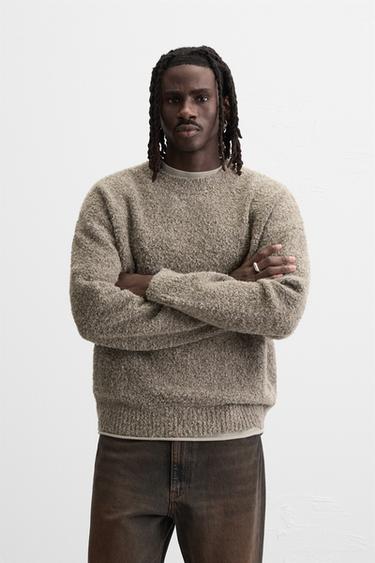 Zaras BOUCLÉTRÖJA MED TEXTUR - Sten