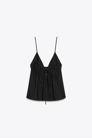 FLIESSENDES TOP MIT TRÄGERN - Schwarz von Zara - Bild 0