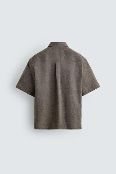 OVERSIZE FIT SHIRT WITH POCKETS - brown vigore by Zara - Image 7