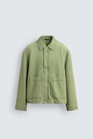 RELAXED FIT WASHED JACKET - Light green by Zara