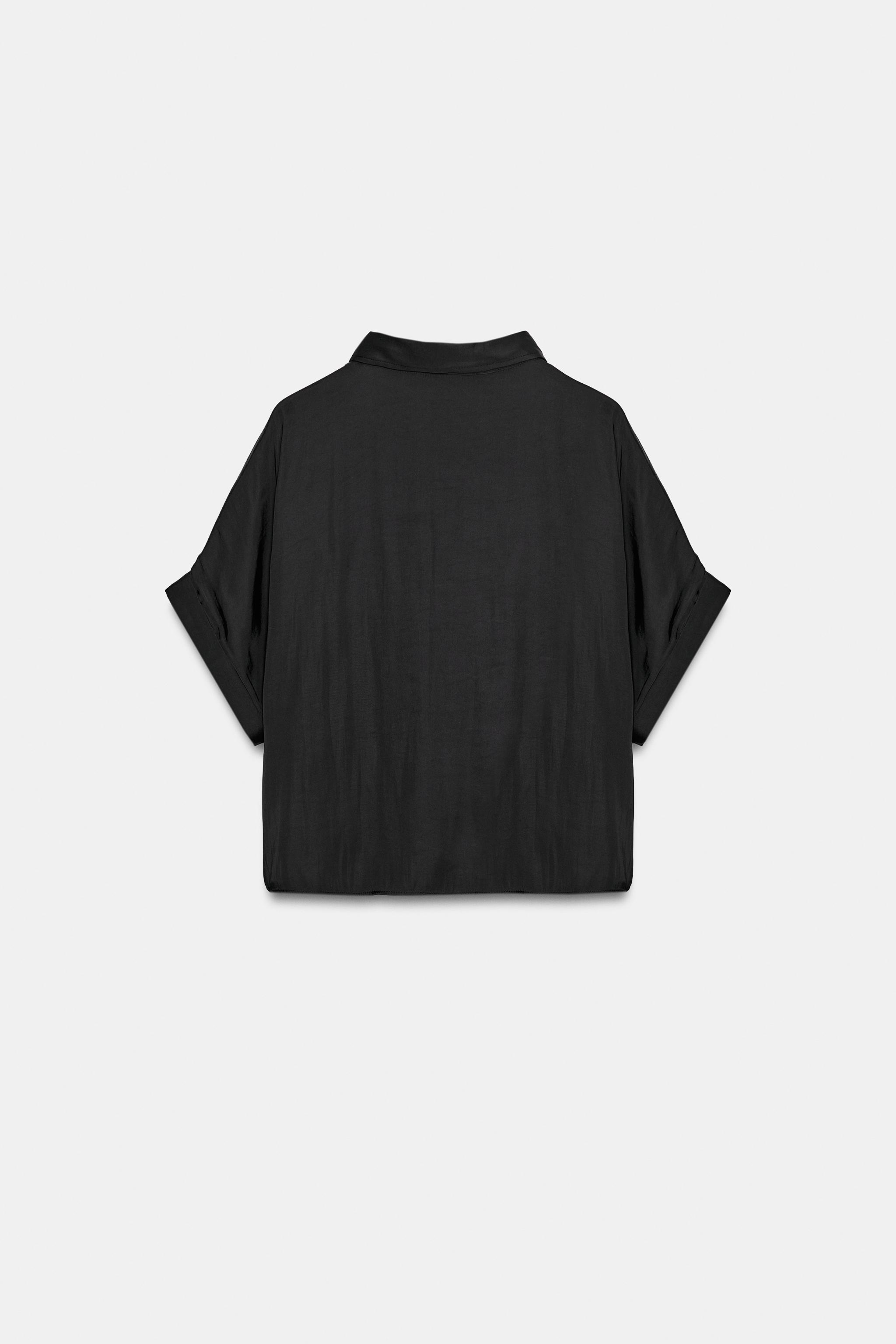 ショートサテンシャツ - ブラック | ZARA Japan / 日本