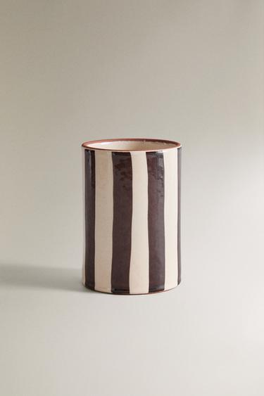 BROWN STRIPED TOOTHBRUSH HOLDER - Brown by Zara