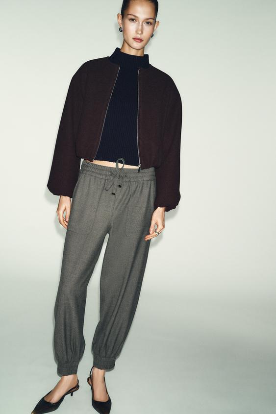 PANTALON DE JOGGING À POIGNETS - Kaki chiné de Zara - Image 0