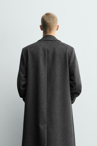 MANTEAU CROISÉ AVEC LAINE - Gris chiné de Zara - Image 2