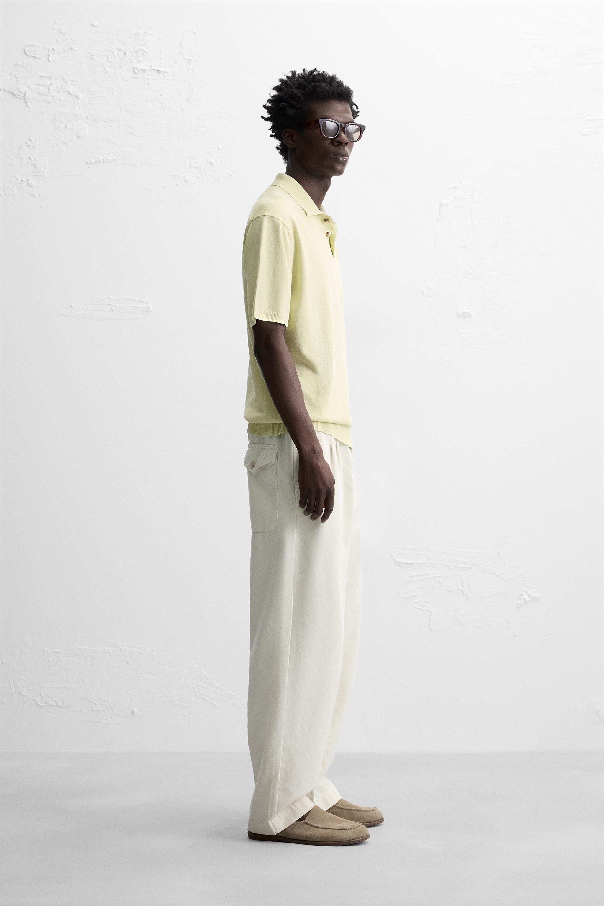 WASHED COTTON KNIT POLO SHIRT - Lime green | ZARA United States WASHED COTTON KNIT POLO SHIRT - Lime green | ZARA United States