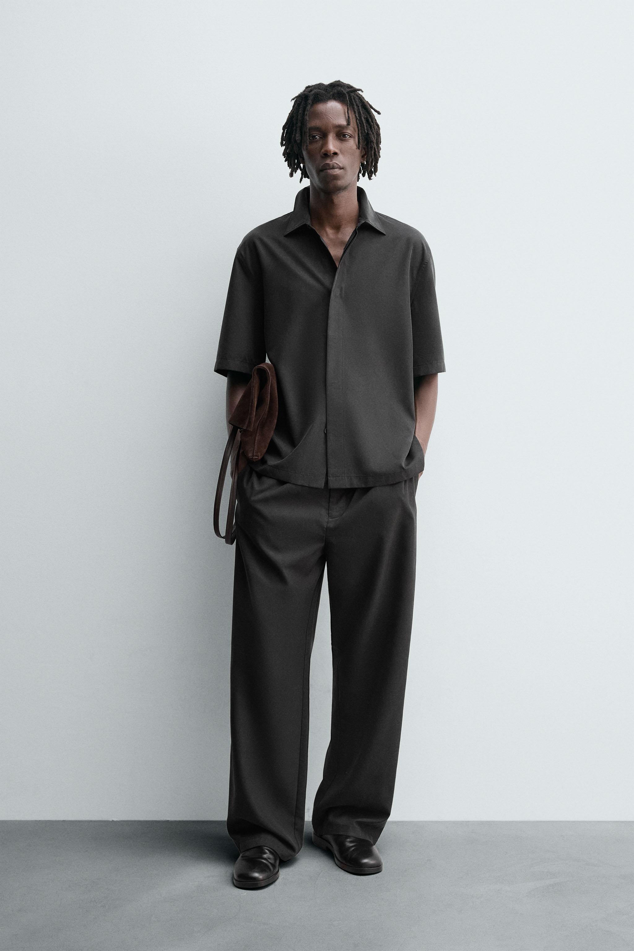 リラックスフィットフルイドシャツ - ダークグレー | ZARA Japan / 日本