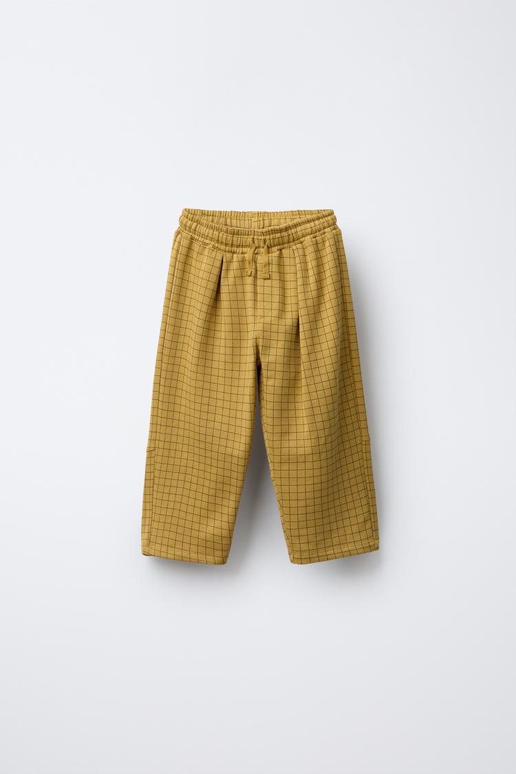 STRAIGHT FIT PLUSH PLAID PANTS Mustard ZARA Canada