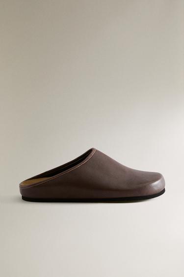 MINIMALIST LEATHER CLOGS - Chocolate Brown by Zara