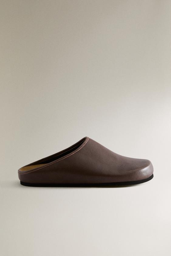 MINIMALIST LEATHER CLOGS - Chocolate Brown | ZARA Ireland