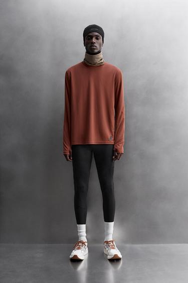 Zara LONG SLEEVE RUNNING T-SHIRT - Dark red