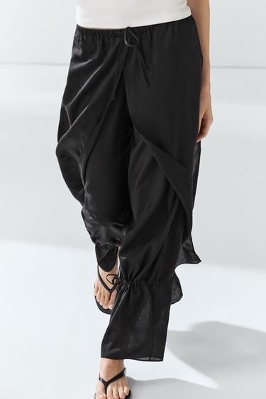Double-layer pants with tie detail — Black 2