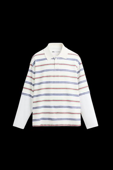 GESTREIFTES POLOSHIRT MIT OVERLAY-EFFEKT - Gestreift von Zara - Bild 0