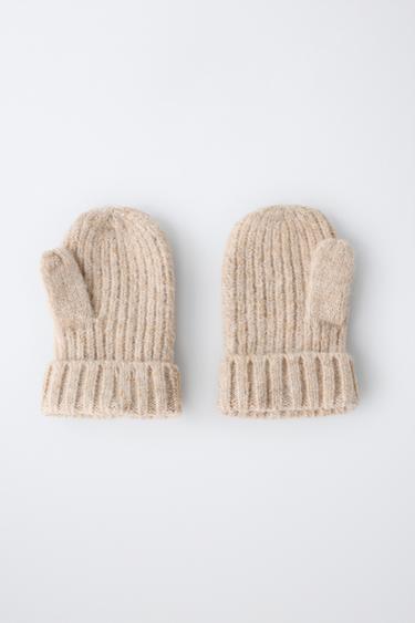 PLAIN KNIT MITTENS — Sand 2