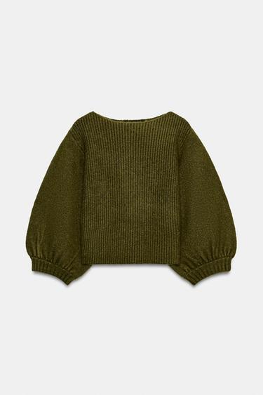 CROP KNIT JUMPER - Grey green by Zara - Image 0