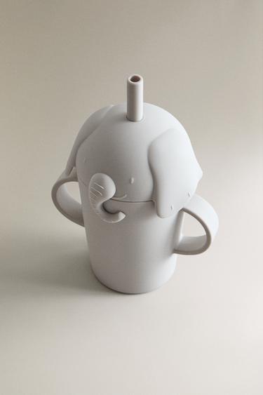 CHILDREN'S ELEPHANT TUMBLER WITH STRAW - Greyish by Zara - Image 1