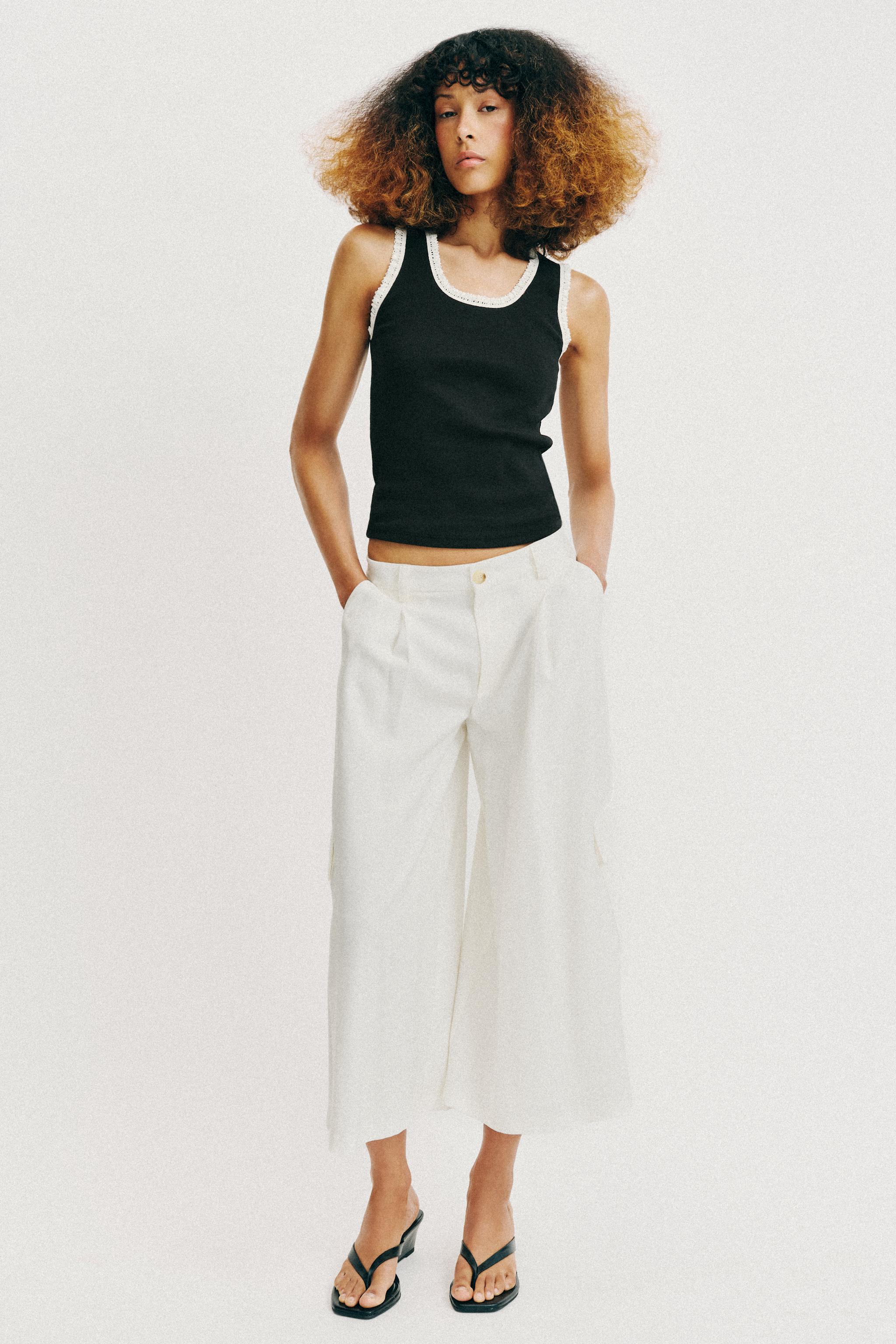 【新品】COMBINATION LACE TOP COMBINATION LACE TOP - Black / White | ZARA United States