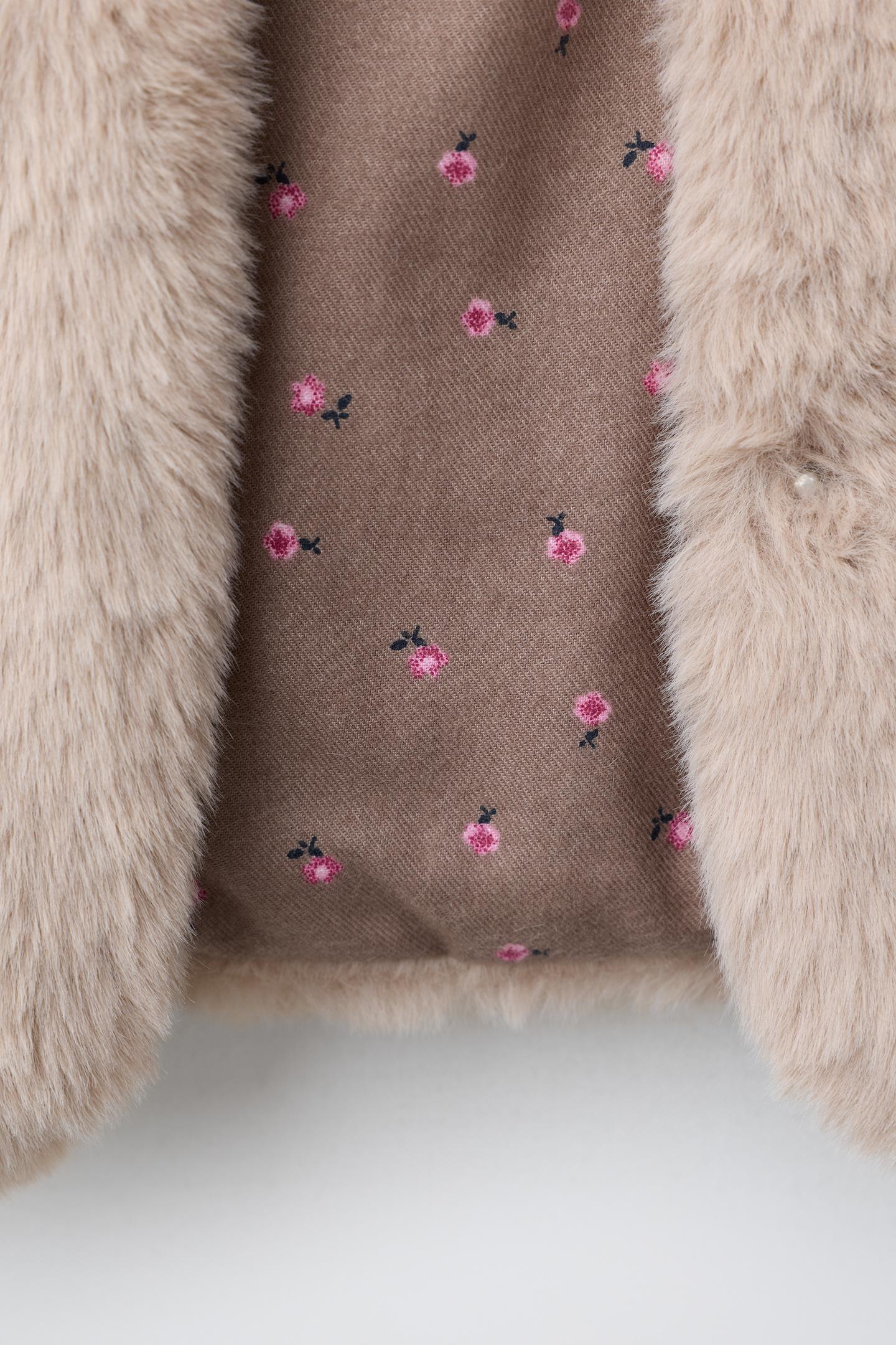 Детский жилет Zara Faux Fur Vest, цвет: Серо-коричневый коричневый — фото 8