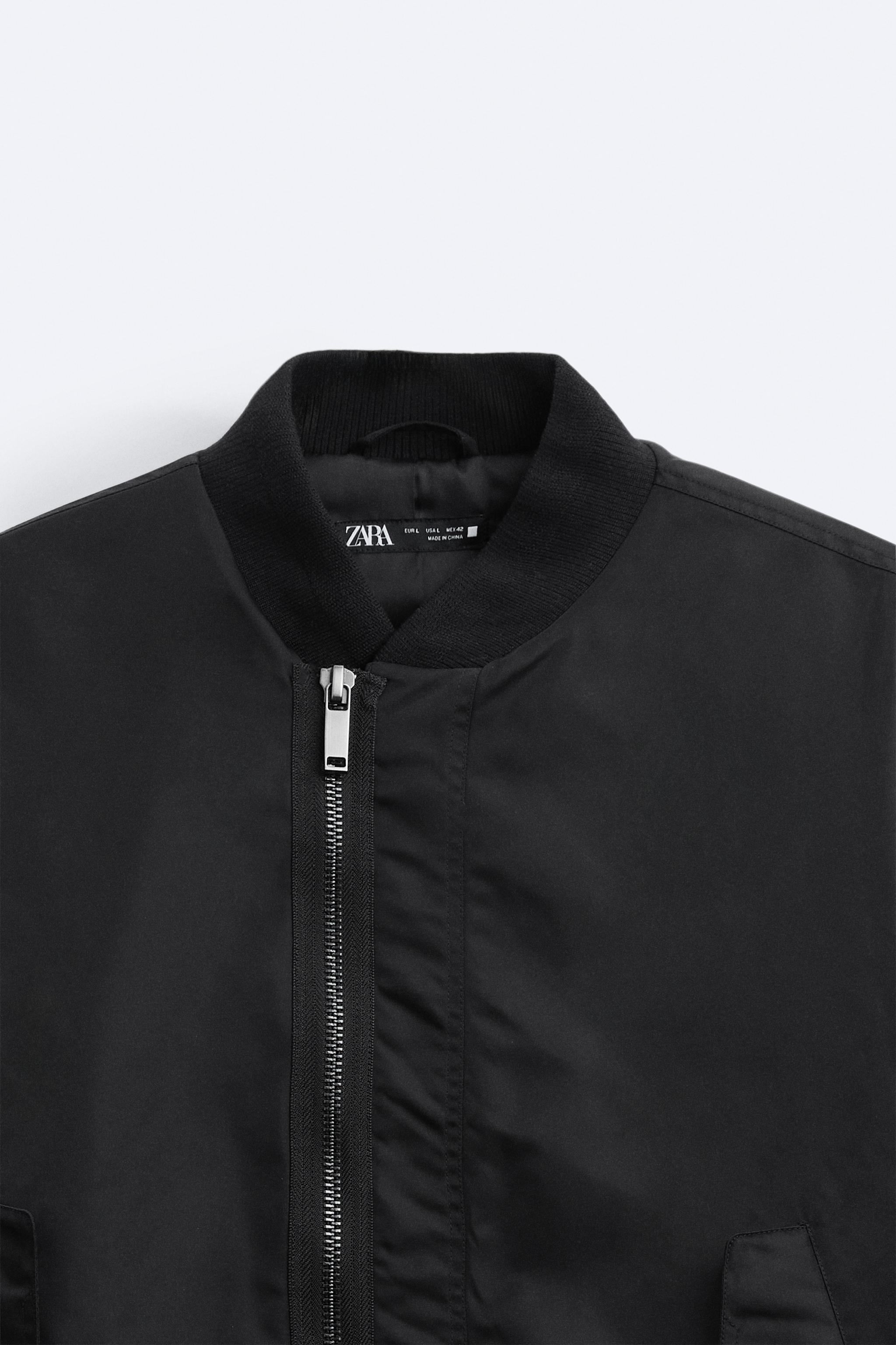 Zara black cheap bomber jacket