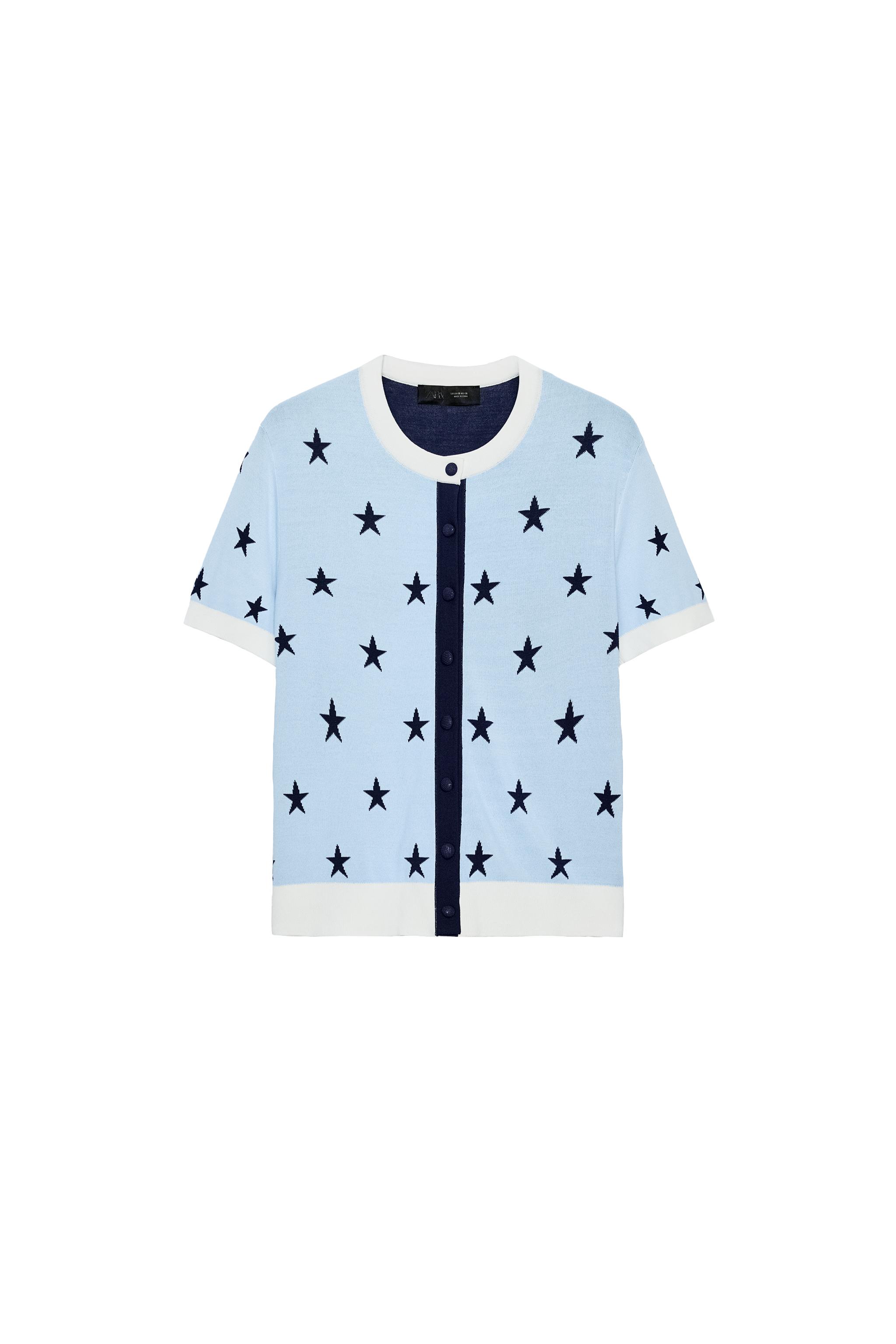 STAR KNIT CARDIGAN - Blue | ZARA Canada