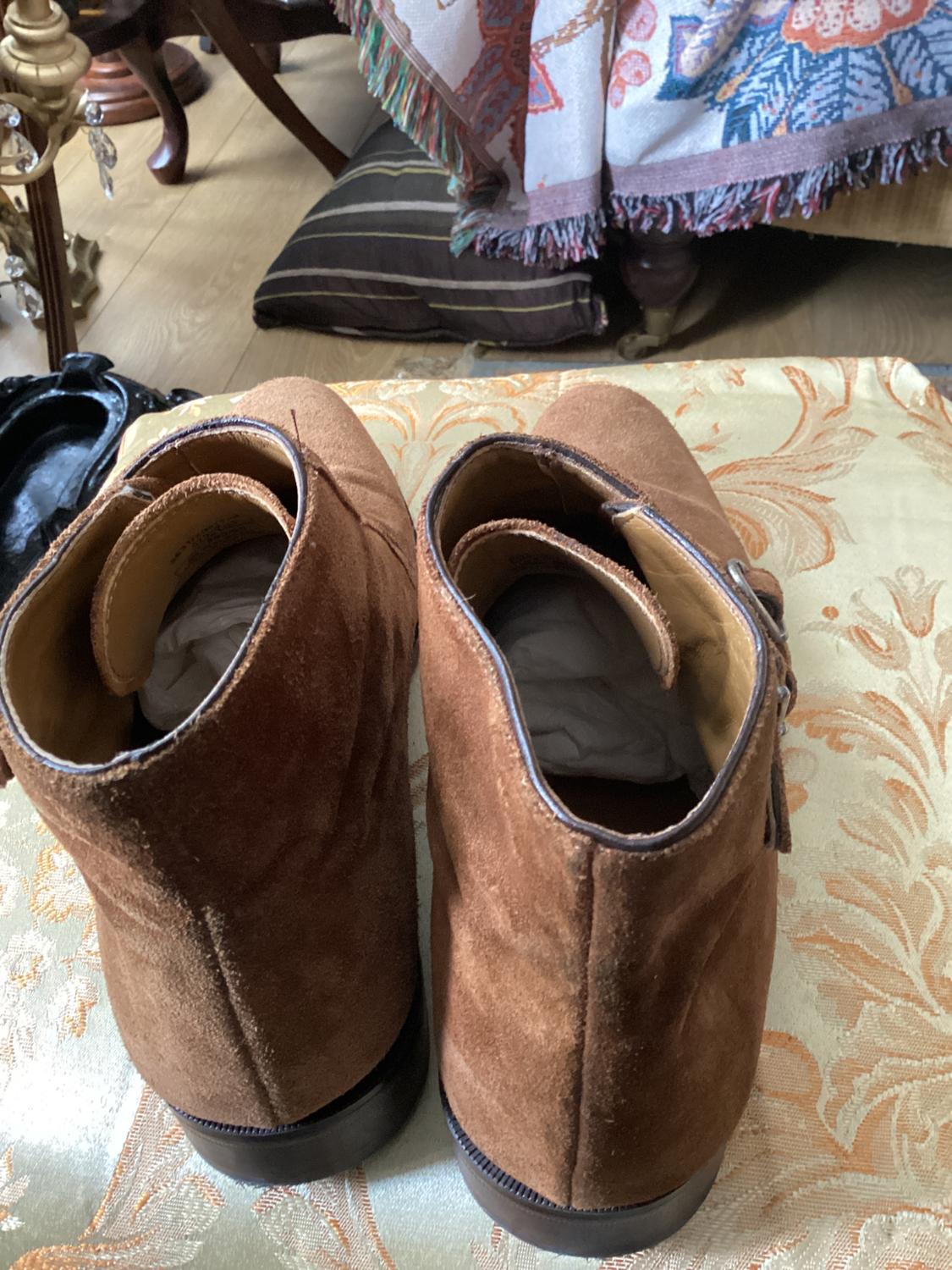 BROWN LEATHER BUCKLED ANKLE BOOTS - Image 7