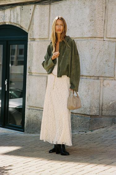 SUEDE EFFECT BOMBER JACKET - mid khaki by Zara