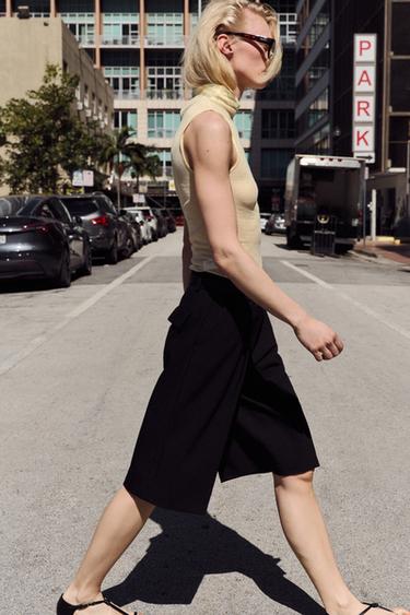 BERMUDA LONGUE AVEC CEINTURE - Noir de Zara - Image 3