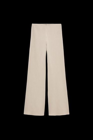 HOSE MIT RIPPENMUSTER - Cremefarben von Zara