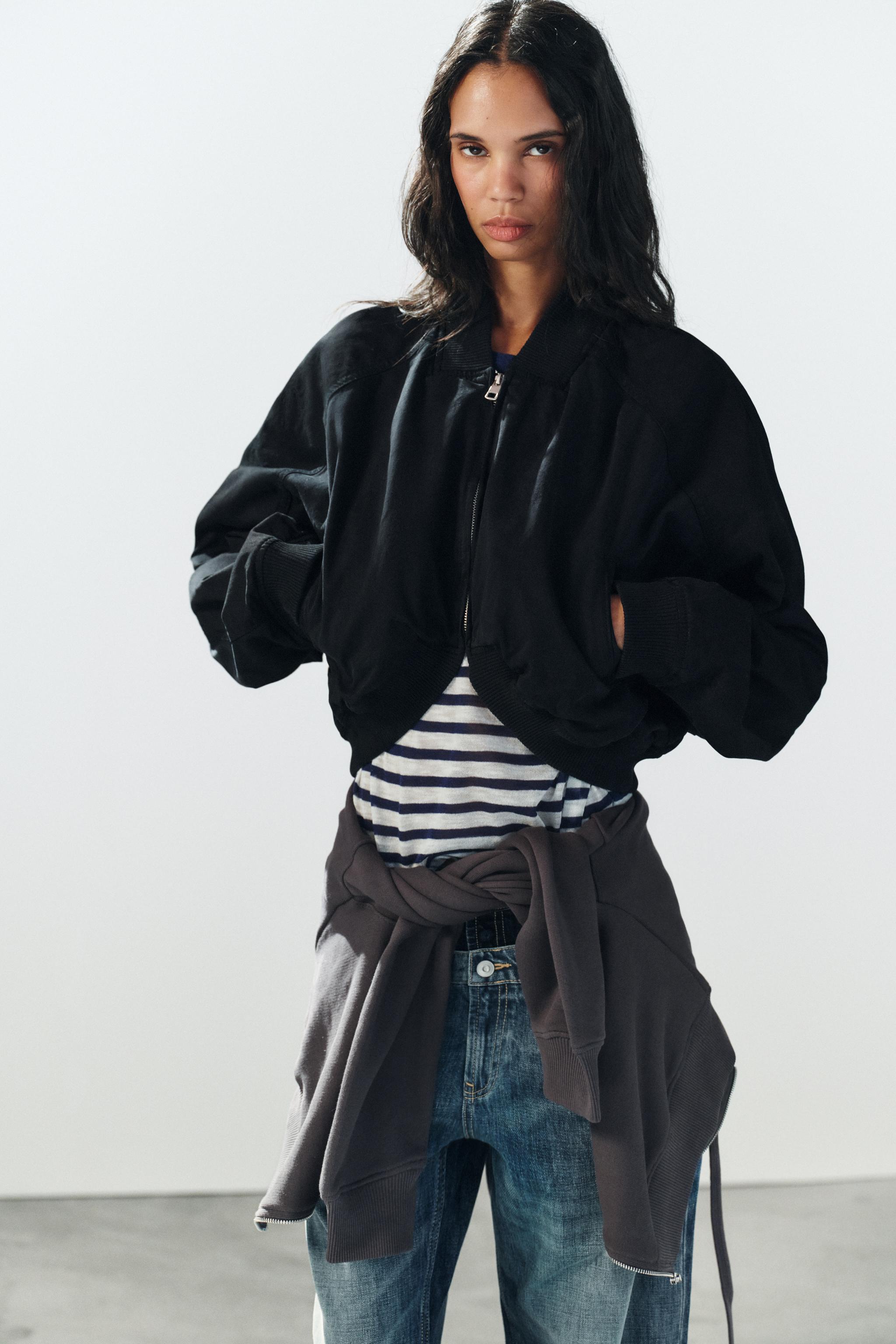 VESTE BOMBER À BAS ASYMÉTRIQUE