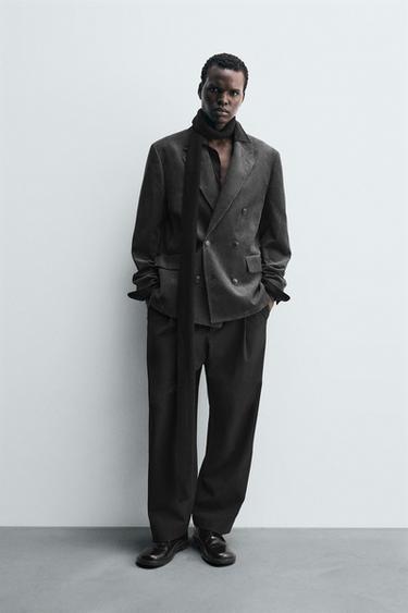 BLAZER À BOUTONNAGE CROISÉ EN CORDUROY - Gris anthracite de Zara