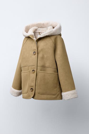 DOUBLE-FACED FAUX SHEARLING COAT - Sand by Zara