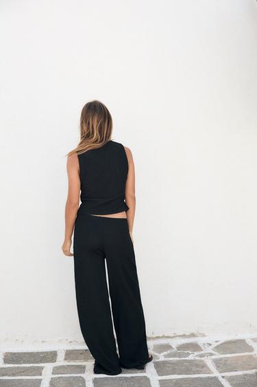 TEXTURED STRAIGHT-FIT TROUSERS - Black by Zara - Image 3