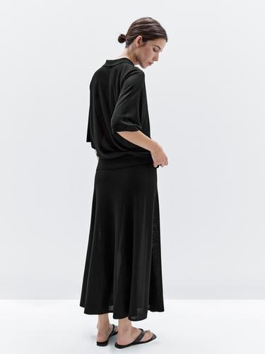 Zara Knit polo shirt with batwing sleeves - Black