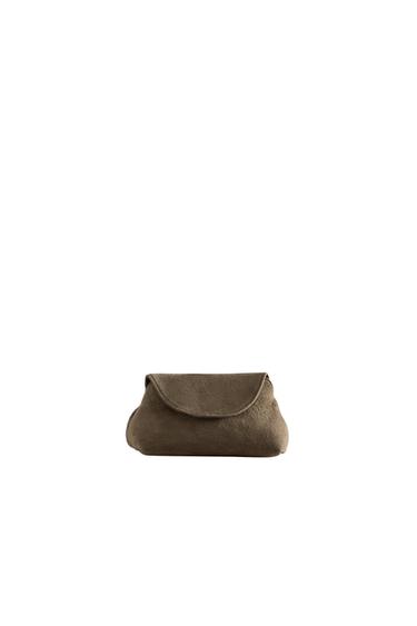 TROUSSE POCHETTE CUIR SOFT - Verdâtre de Zara