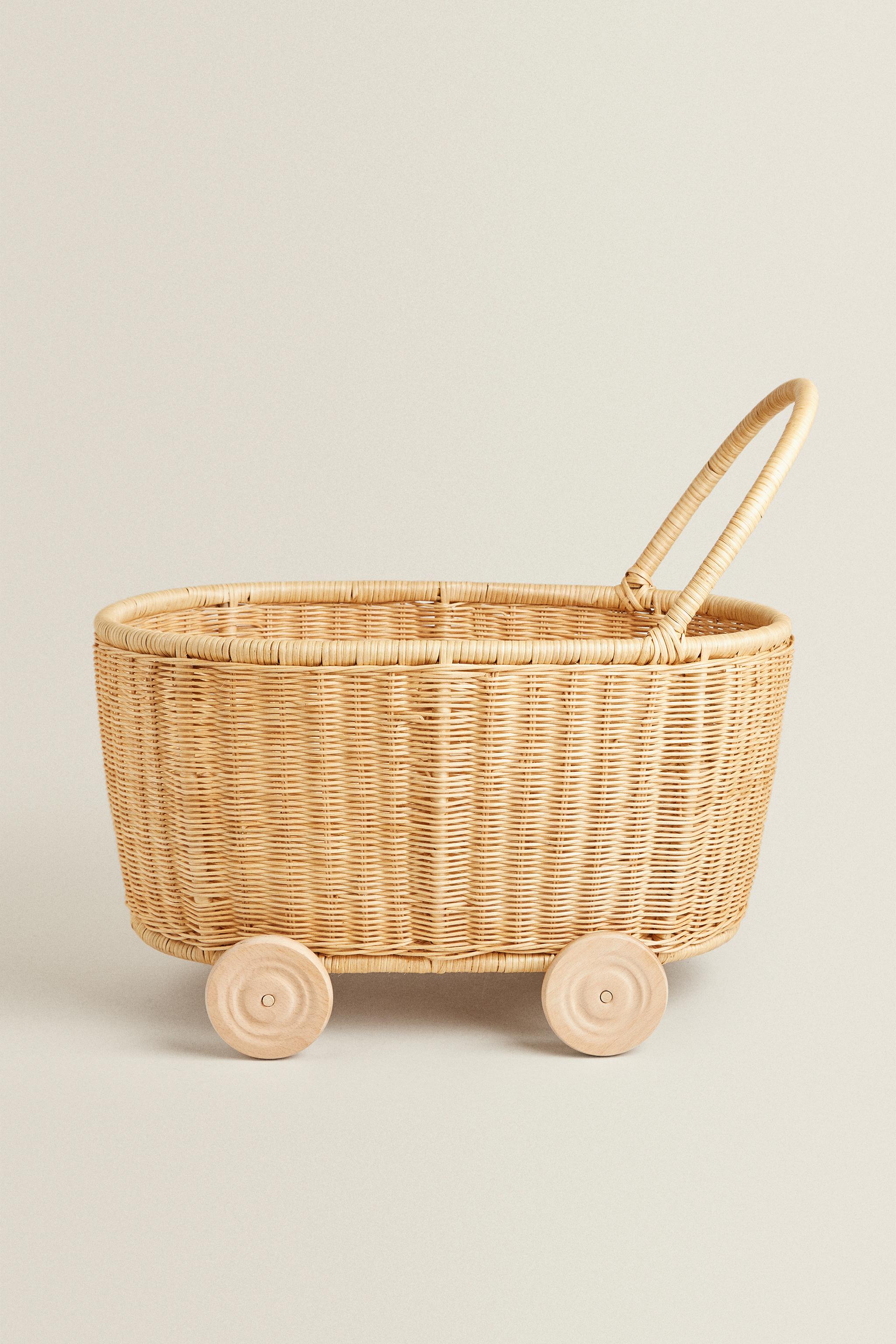 CHILDREN'S RATTAN CART BASKET