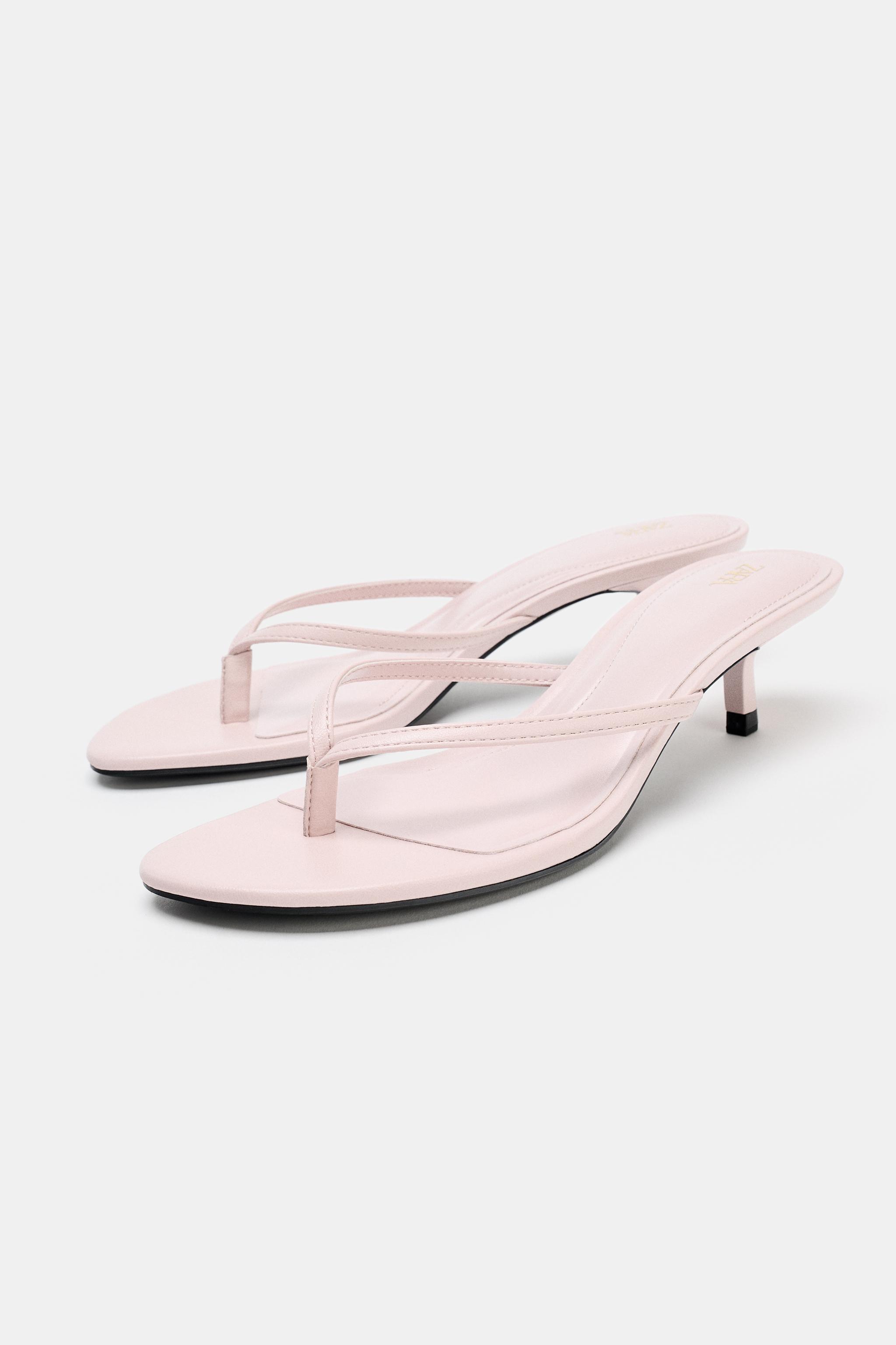 Женские сандалии Zara KITTEN HEEL SANDALS — фото 4