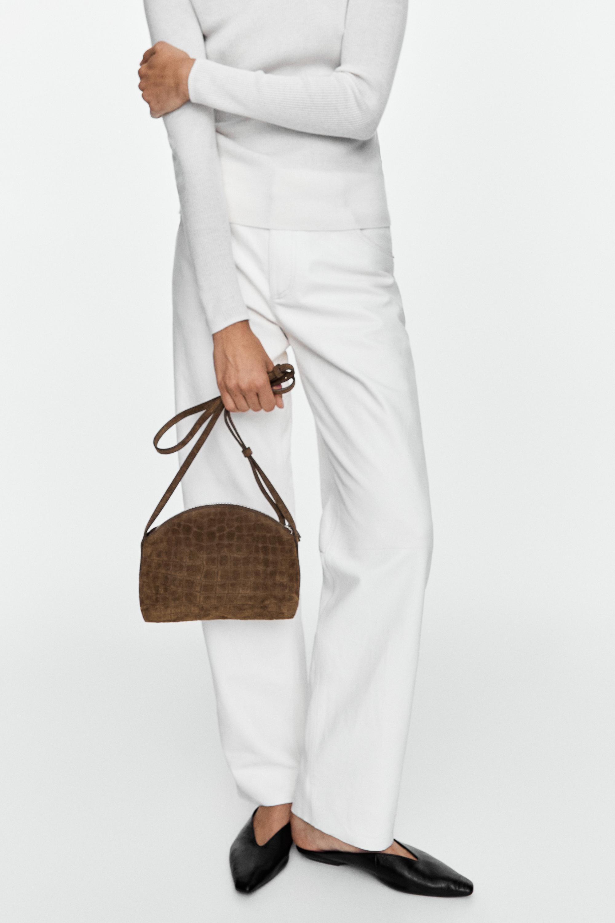 Split suede leather crossbody bag