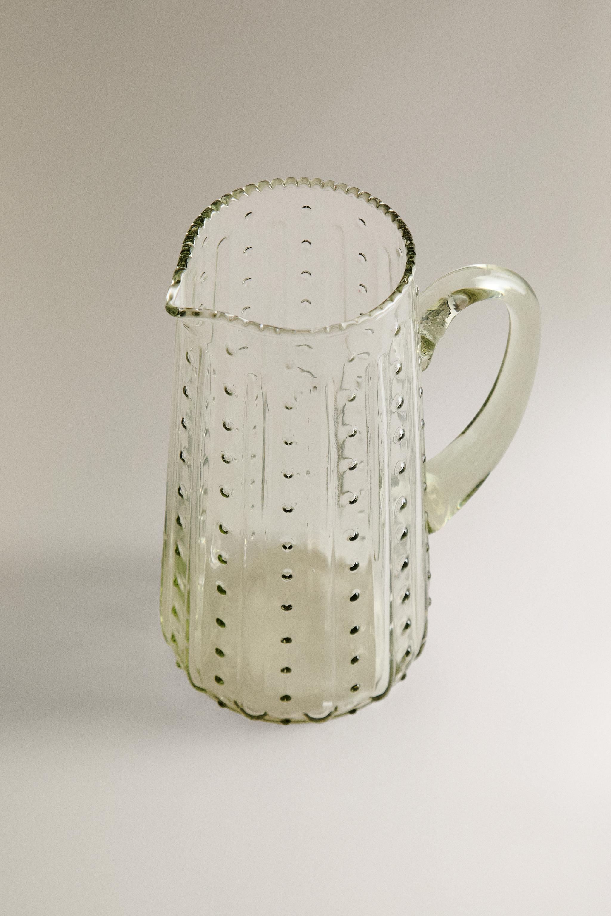 RAISED DESIGN GLASS PITCHER