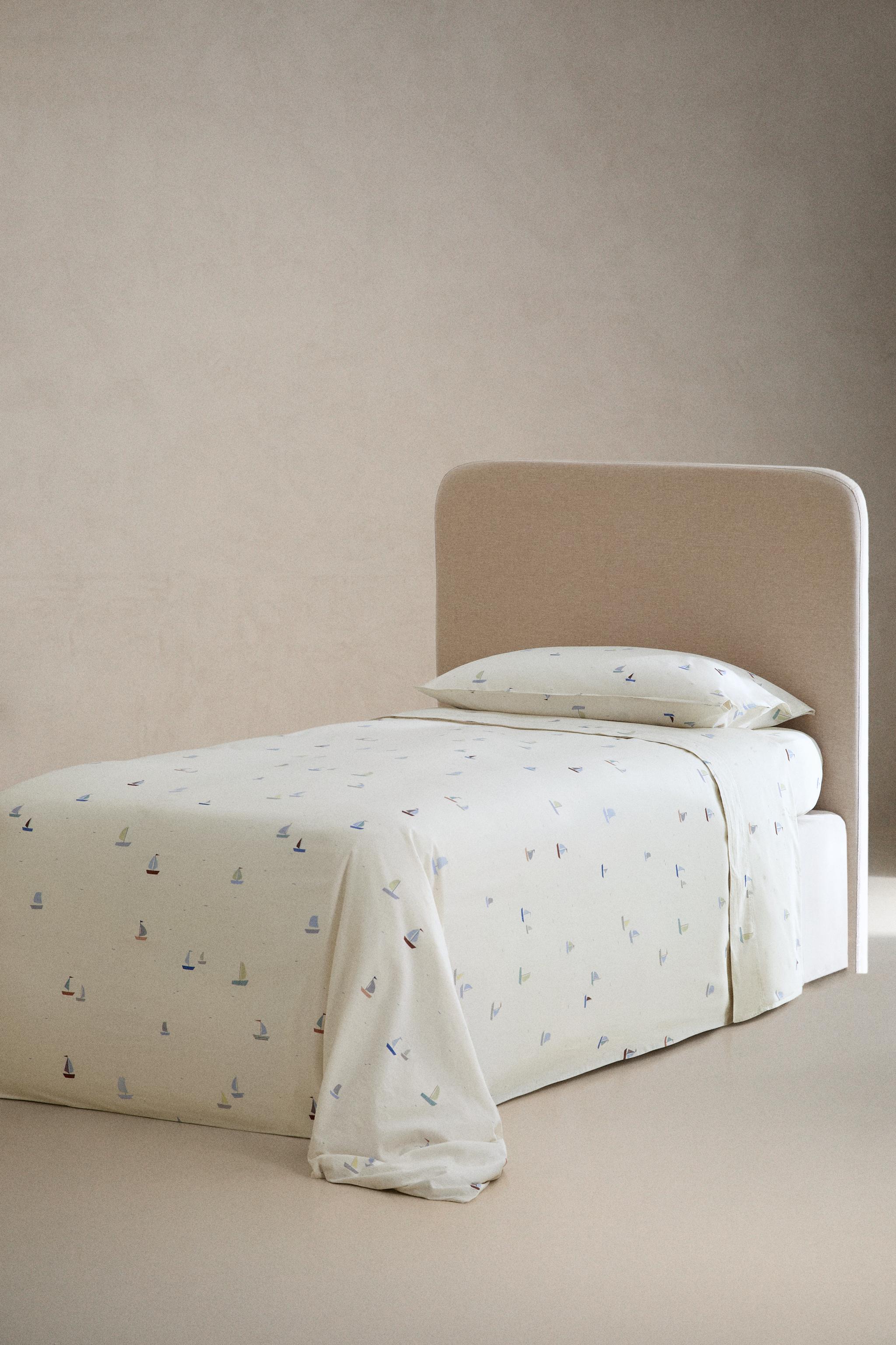 KIDS' COTTON FITTED SHEET BOATS