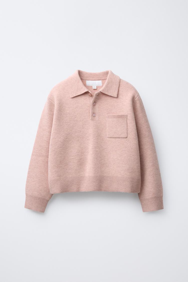 Zara Knit Strick Pullover Zara POLO KNIT SWEATER Pale Pink ZARA