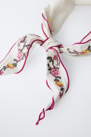 BANDANA BORDADOS PUNTO DE CRUZ - Crudo de Zara