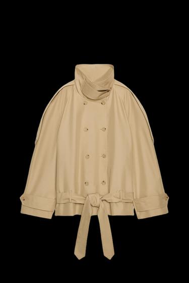 TRENCH CORTO CUELLO ALTO ZW COLLECTION - Beige de Zara