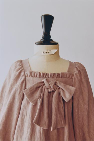 SHINY DRESS WITH BOWS - Pink by Zara