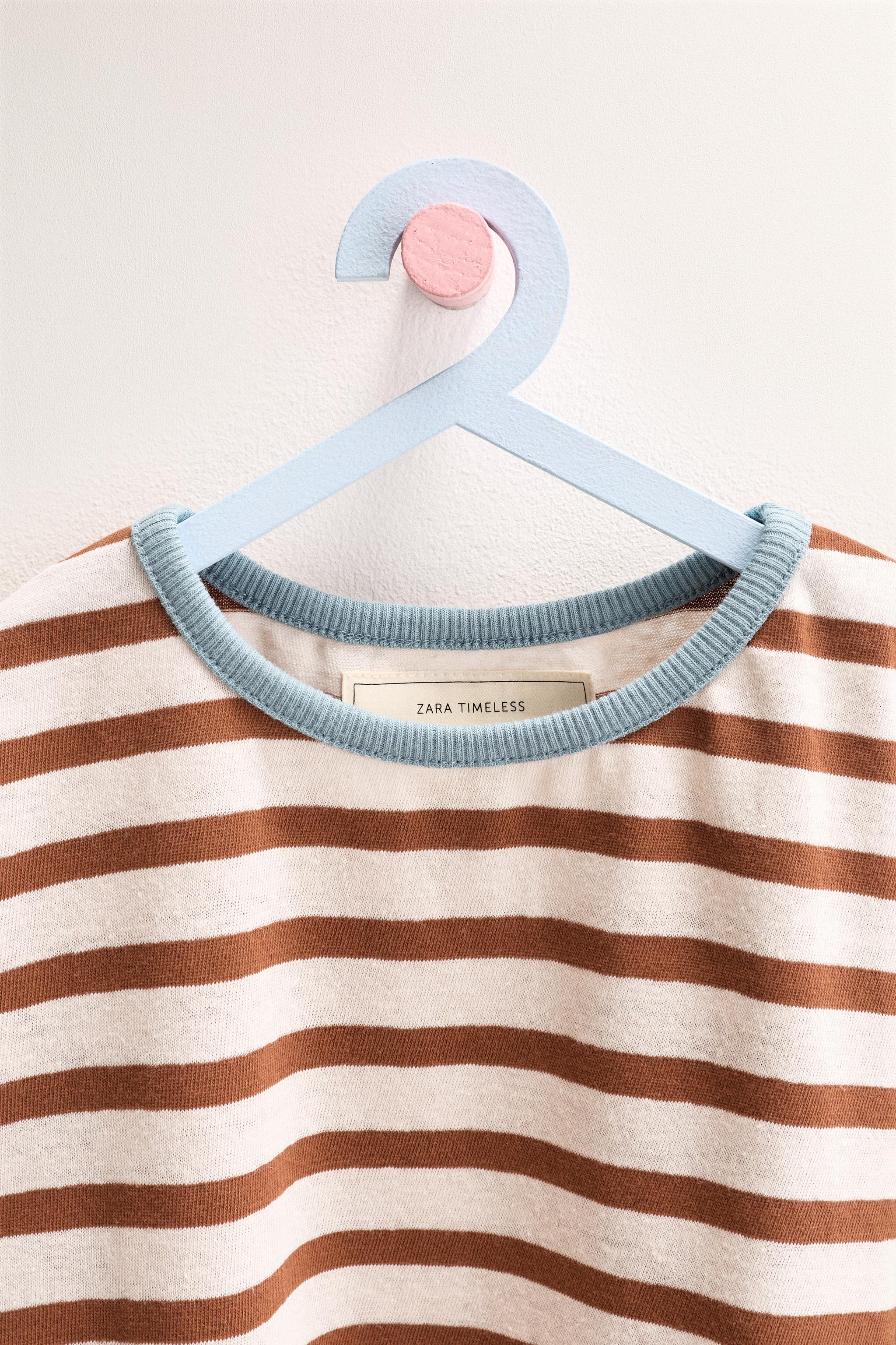 ZARA TIMELESS - ストライプ コットン リネン Tシャツ - ライト 