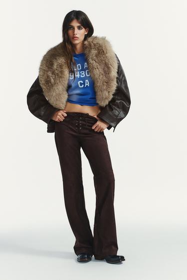 FLARE TROUSERS WITH TIE DETAIL - Brown by Zara - Image 0